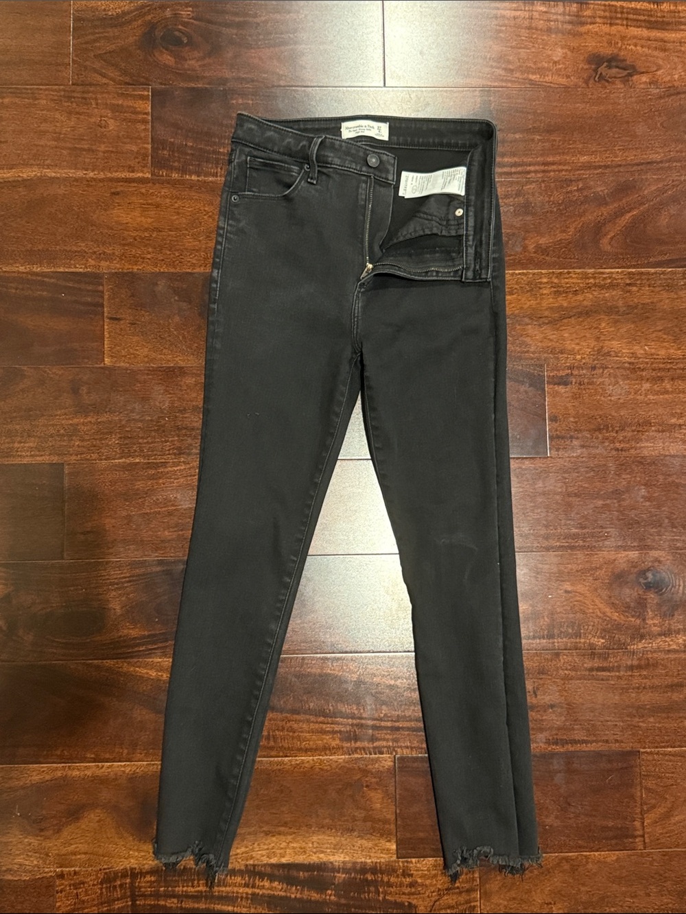 Abercrombie & Fitch Black Skinny Jeans with Raw Hem